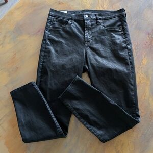 Gap Shiny Sleek Coated Classic Black Women's High Rise True Skinny Jeans Size 34